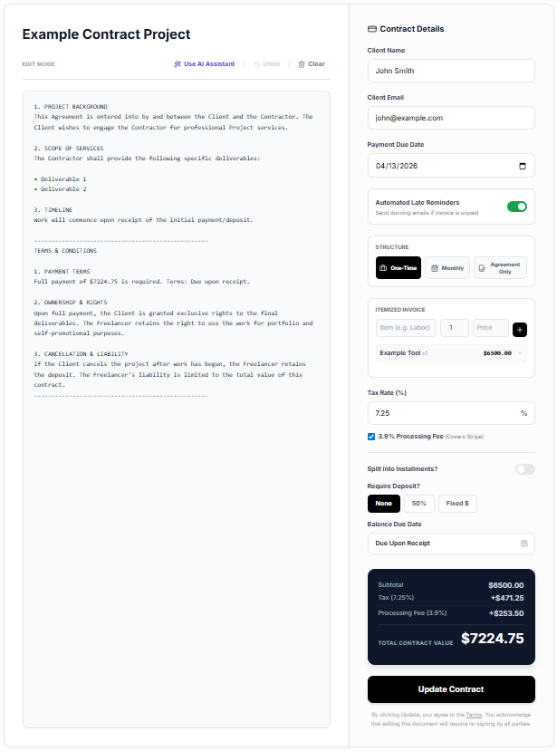 Contract Builder Screen